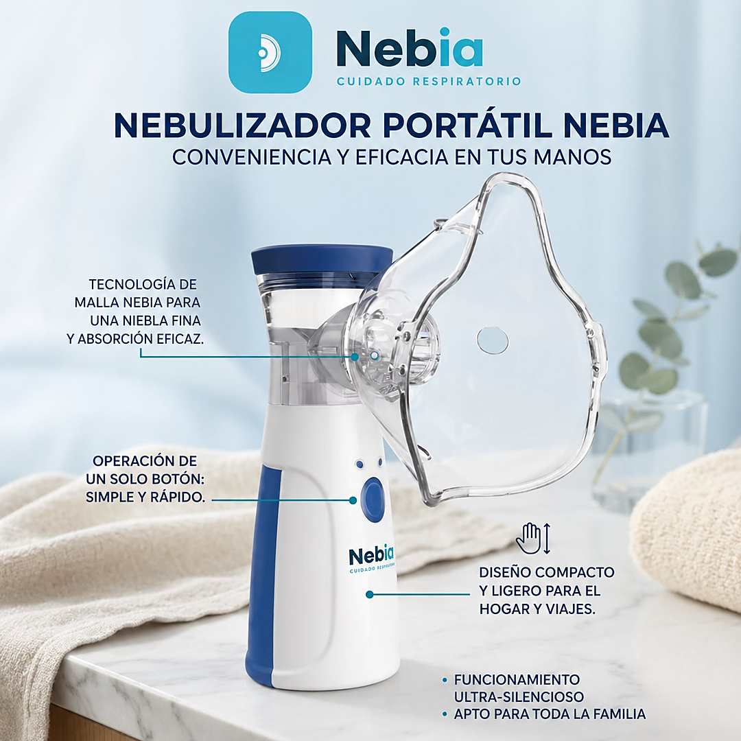 Nebulizador Portátil Nebia — Silencioso y Recargable, para Chicos y Adultos