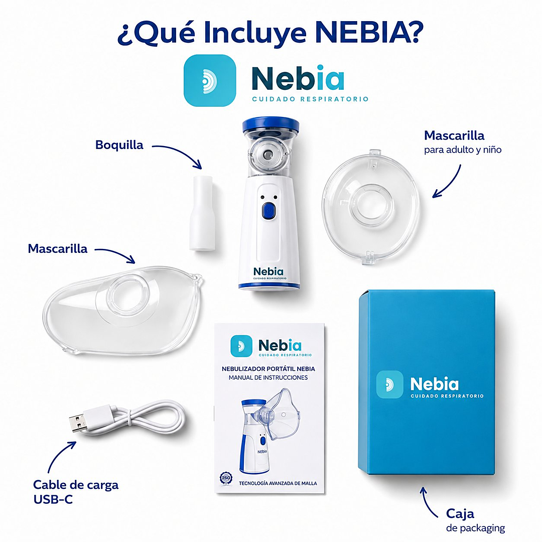 Nebulizador Portátil Nebia — Silencioso y Recargable, para Chicos y Adultos